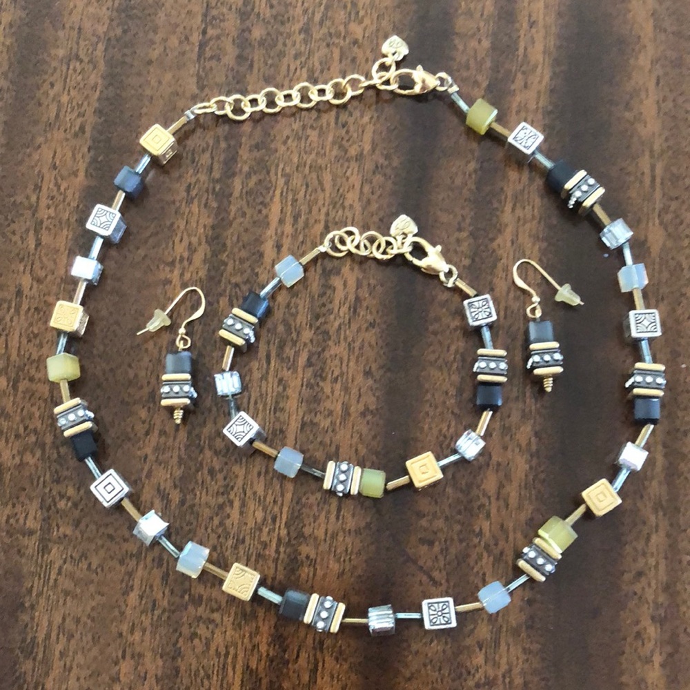 Vintage Rare Brighton SILENT CODE Necklace Bracelet Earring Geometrical